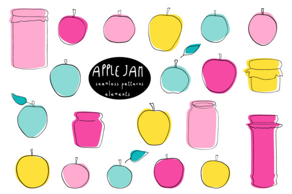 Apple Jam in Line Art Trend: Exploring Vector Patterns, Swatches, and Digital Design Elements