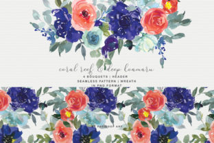 Coral Reef and Deep Koamaru Floral Bouquets: Making the Most of a Watercolor Clipart Collection