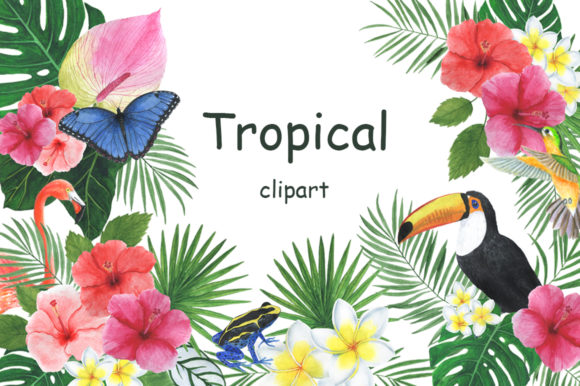 Tropical Watercolor Clipart for Creative Projects