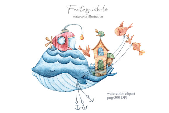 Watercolor Blue Whale Clipart for Creatives