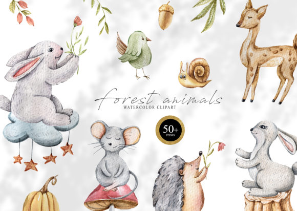 Watercolor Cute Animals Clipart for Creative Projects