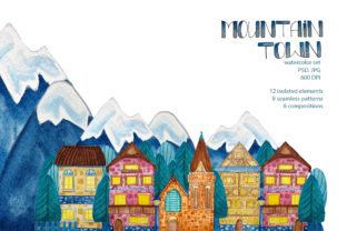 Watercolor Mountain Town: A Complete Creative Set for Crafters and Designers