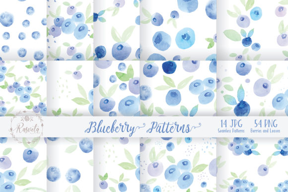 Watercolor Painting Blueberry Collection: Versatile Digital Art for Creative Projects