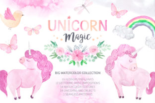 Watercolor Unicorn Design Set